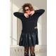 Mirage Evelin bőrbetétes puntó ruha, fekete