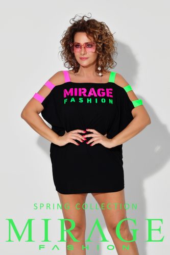 Mirage Shark vállán neon pántos tunika, fekete