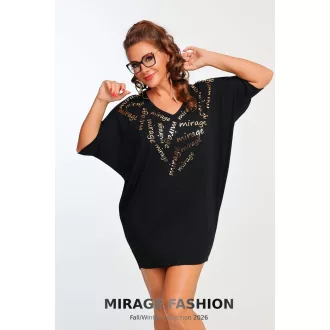 Mirage Rúbia szabott pamut tunika, fekete