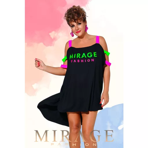 Mirage Litta vállán neon pántos tunika, fekete
