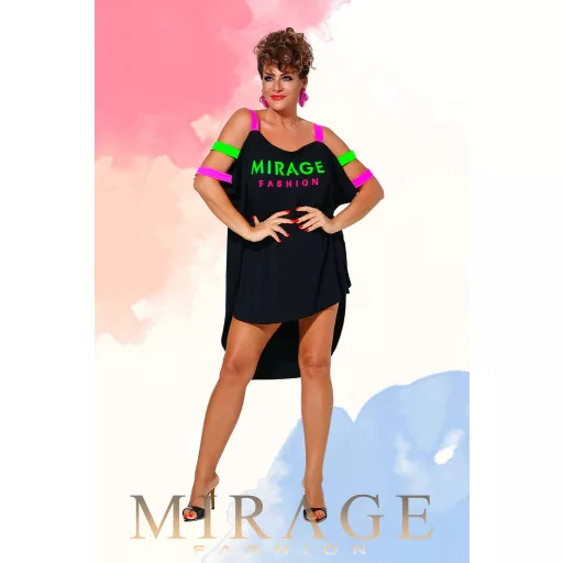 Mirage Litta vállán neon pántos tunika, fekete