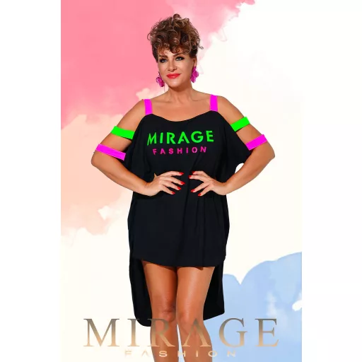 Mirage Litta vállán neon pántos tunika, fekete