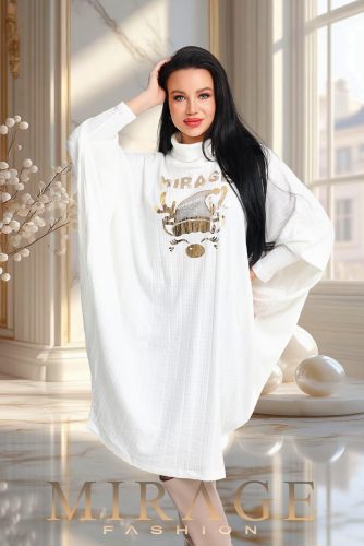 Mirage Pankota vastag bordás kötött ruha, krém