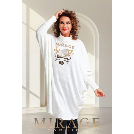 Mirage Pankota vastag bordás kötött ruha, krém