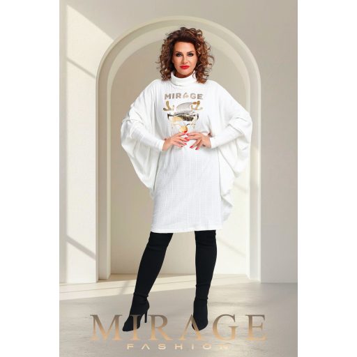 Mirage Pankota vastag bordás kötött ruha, krém