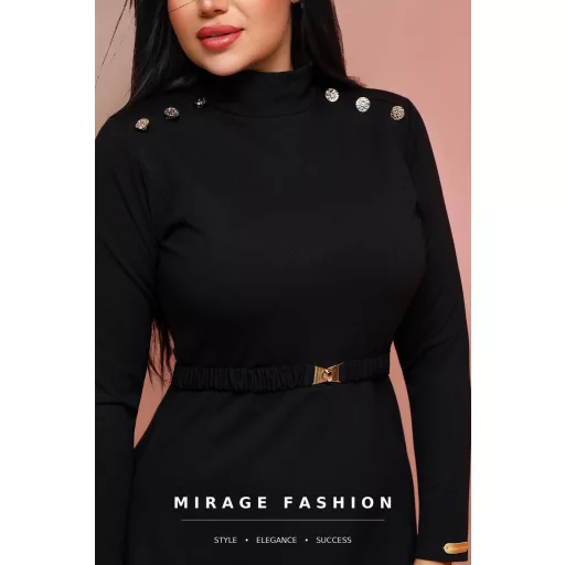 Mirage Eklektika díszgombos ruha, fekete