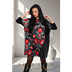 Mirage Max bőrbetétes bő tunika, piros mintás