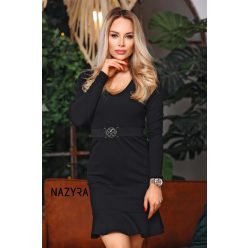 Nazyra Heny bordázott ruha, fekete