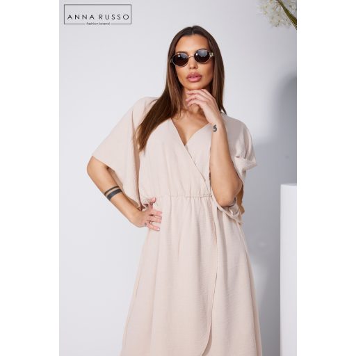 Anna Russo Dorothy átlapolt ruha, bézs