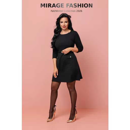 Mirage Velence öves puntó ruha, fekete