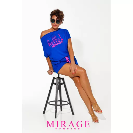 Mirage Izy pamut shortos overál, királykék