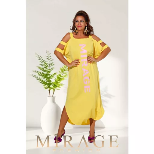 Mirage Akropolisz vállán pántos maxiruha, napsárga