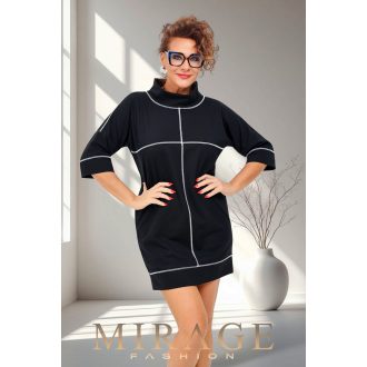 Mirage Szaby díszvarrásos puntó ruha, fekete