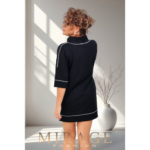 Mirage Szaby díszvarrásos puntó ruha, fekete