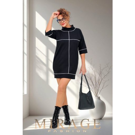 Mirage Szaby díszvarrásos puntó ruha, fekete