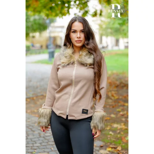 Rensix Zamira szőrmés kardigán, barna