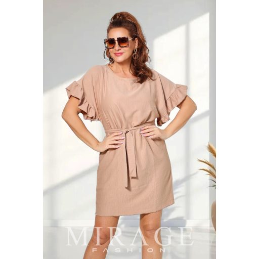 Mirage Esther fodros ujjú öves ruha, bézs
