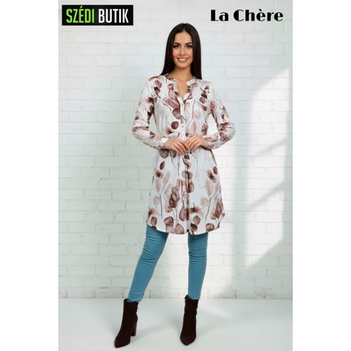 La Chére Rita húzókás tunika, fehér leveles