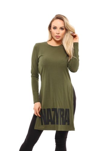 Nazyra Maya hosszú ujjú felső-tunika, khaki