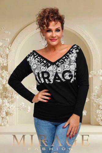 Mirage Kissy csipkebetétes felső, fekete