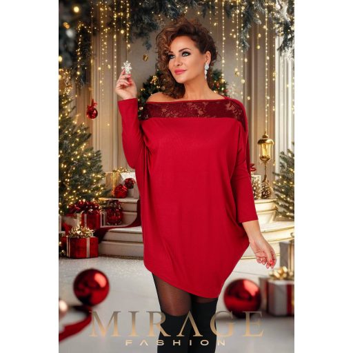 Mirage Song csipkebetétes tunika, bordó