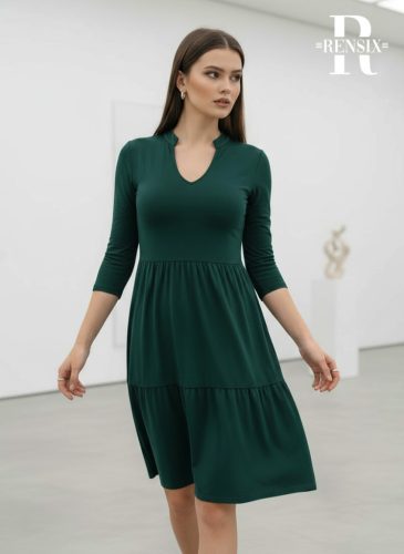 Rensix Ophelia selyem viszkóz ruha, smaragdzöld