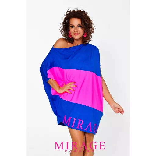 Mirage Szimóna asszimetrikus tunika, királykék-pink