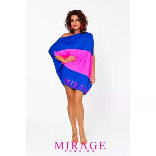 Mirage Szimóna asszimetrikus tunika, királykék-pink