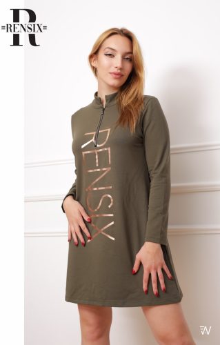 Rensix Tori zippes pulóver, kheki-rose gold