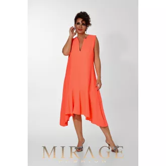 Mirage Galilei silky szatén fodros ruha, UV korall