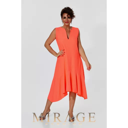 Mirage Galilei silky szatén fodros ruha, UV korall