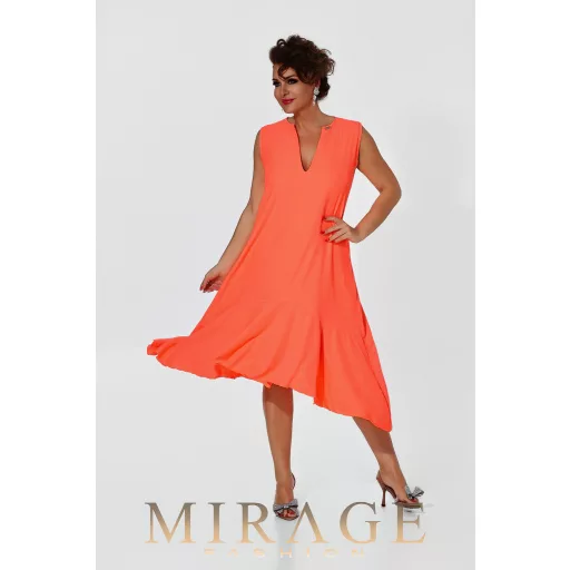Mirage Galilei silky szatén fodros ruha, UV korall