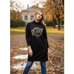 Rensix Tira kámzsa nyakú pulóver, fekete arany feliratos