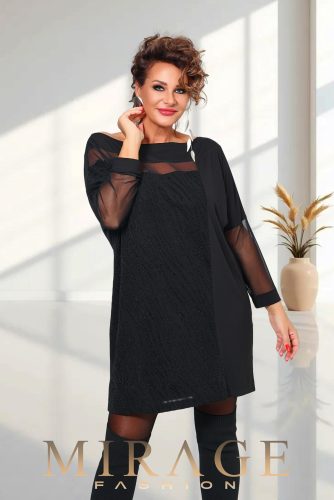 Mirage Flavour neccbetétes alkalmi ruha, fekete