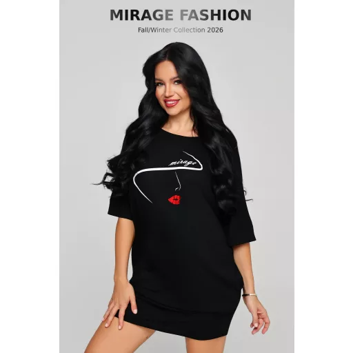 Mirage Belami zsebes pamut tunika, fekete