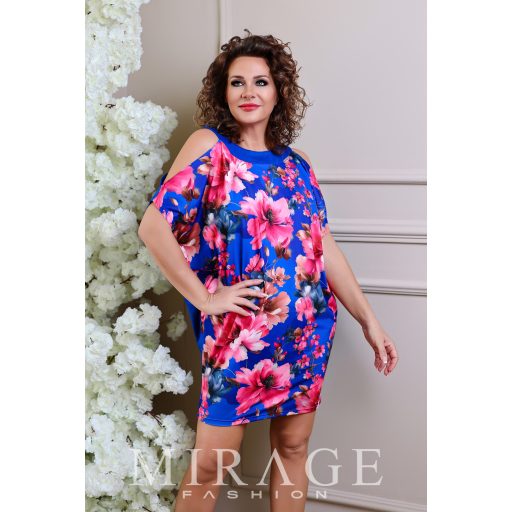 Mirage Perdita vállain nyitott tunika, kék virágos
