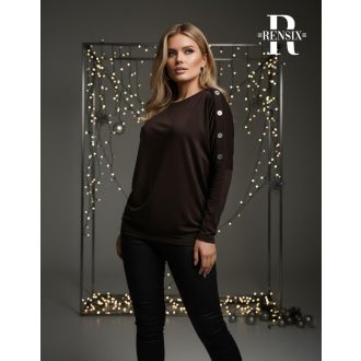 Rensix Button díszgombos felső, csokibarna