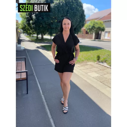 Anna Russo x Dress by Szédi Hajni shortos overál, fekete