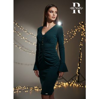 Rensix Tölcsér ujjú ruha, smaragdzöld