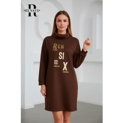 Rensix Ciri kötött bordás pulóver, csokibarna