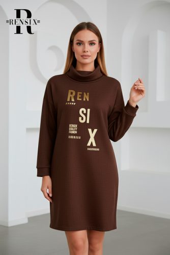 Rensix Ciri kötött bordás pulóver, csokibarna