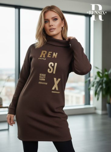 Rensix Ciri kötött bordás pulóver, csokibarna