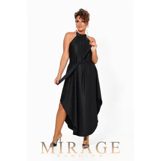 Mirage Zira öves silky szatén maxiruha, fekete