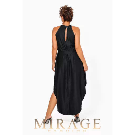 Mirage Zira öves silky szatén maxiruha, fekete