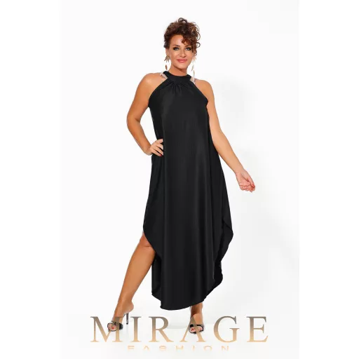 Mirage Zira öves silky szatén maxiruha, fekete