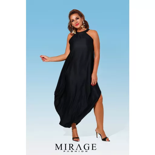 Mirage Zira öves silky szatén maxiruha, fekete