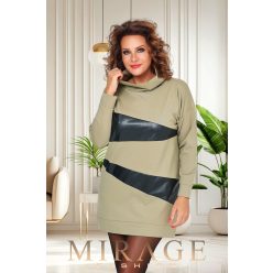 Mirage Lilla bőrbetétes pulóver, világos kheki