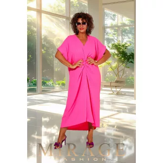 Mirage Vanília elől csavart maxiruha, neon pink