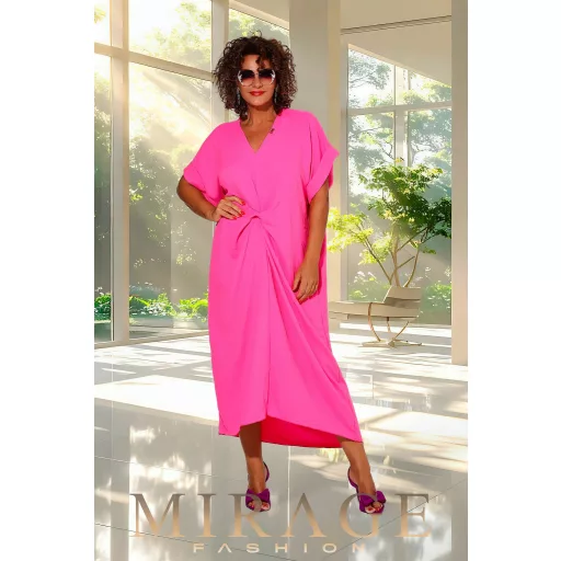 Mirage Vanília elől csavart maxiruha, neon pink