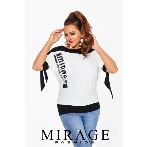 Mirage Szálem masnis passzés felső, fehér-fekete